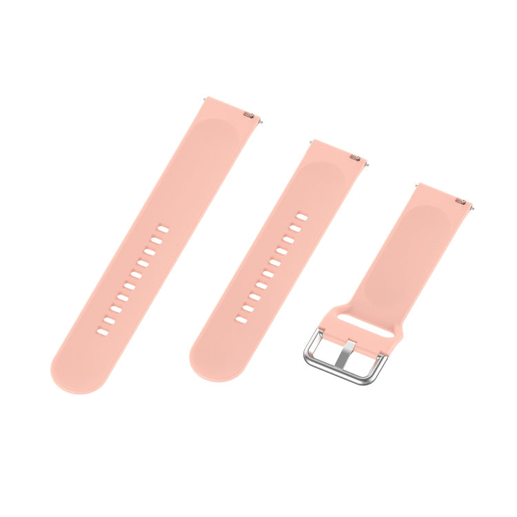 22mm Universal Silver Buckle Silicone Watch Band, Size:S(Pink)