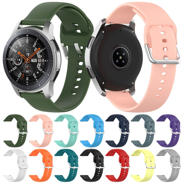 22mm Universal Silver Buckle Silicone Watch Band, Size:S(Pink)