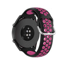 22mm Universal Sports Two Colors Silicone Replacement Strap Watchband(Black Rose Red)