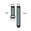 22mm Universal Sports Two Colors Silicone Replacement Strap Watchband(Coal Black + Black)
