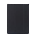 For iPad 10.2 2021 / 2020 / 2019 3-folding Electric Pressed Skin Texture Horizontal Flip Shockproof Transparent TPU + PU Leather Case with Holder & Pen Slot & Sleep / Wake-up Function(Black)