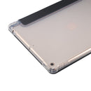 For iPad 10.2 2021 / 2020 / 2019 3-folding Electric Pressed Skin Texture Horizontal Flip Shockproof Transparent TPU + PU Leather Case with Holder & Pen Slot & Sleep / Wake-up Function(Black)