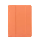For iPad 10.2 2021 / 2020 / 2019 3-folding Electric Pressed Skin Texture Horizontal Flip Shockproof Transparent TPU + PU Leather Case with Holder & Pen Slot & Sleep / Wake-up Function(Orange)