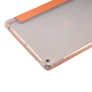 For iPad 10.2 2021 / 2020 / 2019 3-folding Electric Pressed Skin Texture Horizontal Flip Shockproof Transparent TPU + PU Leather Case with Holder & Pen Slot & Sleep / Wake-up Function(Orange)