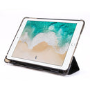 For iPad 9.7 (2018) & (2017) Airbag Horizontal Flip Leather Case with Three-fold Holder & Pen Holder(Black)