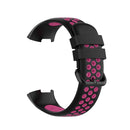 For Fitbit Charge 4 / Charge 3 / Charge 3 SE Watch Button Two Colors Silicone Replacement Strap Watchband(Black Rose Red)