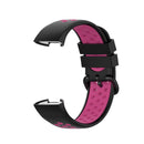 For Fitbit Charge 4 / Charge 3 / Charge 3 SE Watch Button Two Colors Silicone Replacement Strap Watchband(Black Rose Red)