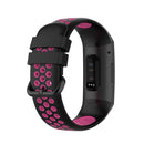 For Fitbit Charge 4 / Charge 3 / Charge 3 SE Watch Button Two Colors Silicone Replacement Strap Watchband(Black Rose Red)
