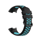 For Fitbit Charge 4 / Charge 3 / Charge 3 SE Watch Button Two Colors Silicone Replacement Strap Watchband(Black Teal)