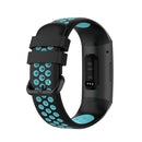 For Fitbit Charge 4 / Charge 3 / Charge 3 SE Watch Button Two Colors Silicone Replacement Strap Watchband(Black Teal)