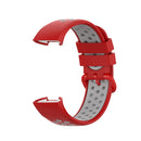 For Fitbit Charge 4 / Charge 3 / Charge 3 SE Watch Button Two Colors Silicone Replacement Strap Watchband(Red Grey)