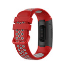 For Fitbit Charge 4 / Charge 3 / Charge 3 SE Watch Button Two Colors Silicone Replacement Strap Watchband(Red Grey)