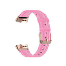 For Fitbit Charge 4 / Charge 3 / Charge 3 SE Stainless Steel Head Grain Nylon Denim Replacement Strap Watchband(Pink)