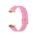 For Fitbit Charge 4 / Charge 3 / Charge 3 SE Stainless Steel Head Grain Nylon Denim Replacement Strap Watchband(Pink)