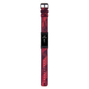 For Fitbit Charge 4 / Charge 3 / Charge 3 SE Stainless Steel Head Grain Nylon Denim Replacement Strap Watchband(Red Stripe)