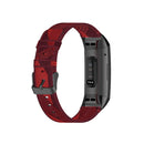 For Fitbit Charge 4 / Charge 3 / Charge 3 SE Stainless Steel Head Grain Nylon Denim Replacement Strap Watchband(Red Stripe)