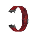 For Fitbit Charge 4 / Charge 3 / Charge 3 SE Stainless Steel Head Grain Nylon Denim Replacement Strap Watchband(Red Stripe)