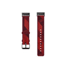 For Fitbit Charge 4 / Charge 3 / Charge 3 SE Stainless Steel Head Grain Nylon Denim Replacement Strap Watchband(Red Stripe)
