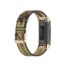 For Fitbit Charge 4 / Charge 3 / Charge 3 SE Stainless Steel Head Grain Nylon Denim Replacement Strap Watchband(Yellow Stripe)