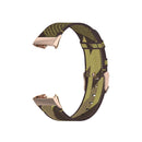 For Fitbit Charge 4 / Charge 3 / Charge 3 SE Stainless Steel Head Grain Nylon Denim Replacement Strap Watchband(Yellow Stripe)
