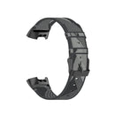 For Fitbit Charge 4 / Charge 3 / Charge 3 SE Stainless Steel Head Grain Nylon Denim Replacement Strap Watchband(Gray Stripe)