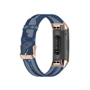For Fitbit Charge 4 / Charge 3 / Charge 3 SE Stainless Steel Head Grain Nylon Denim Replacement Strap Watchband(Blue Stripe)