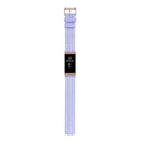 For Fitbit Charge 4 / Charge 3 / Charge 3 SE Stainless Steel Head Grain Nylon Denim Replacement Strap Watchband(Light Purple)