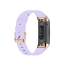 For Fitbit Charge 4 / Charge 3 / Charge 3 SE Stainless Steel Head Grain Nylon Denim Replacement Strap Watchband(Light Purple)