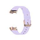 For Fitbit Charge 4 / Charge 3 / Charge 3 SE Stainless Steel Head Grain Nylon Denim Replacement Strap Watchband(Light Purple)