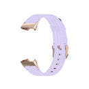 For Fitbit Charge 4 / Charge 3 / Charge 3 SE Stainless Steel Head Grain Nylon Denim Replacement Strap Watchband(Light Purple)