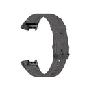 For Fitbit Charge 4 / Charge 3 / Charge 3 SE Stainless Steel Head Grain Nylon Denim Replacement Strap Watchband(Dark Gray)