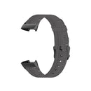 For Fitbit Charge 4 / Charge 3 / Charge 3 SE Stainless Steel Head Grain Nylon Denim Replacement Strap Watchband(Dark Gray)
