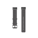 For Fitbit Charge 4 / Charge 3 / Charge 3 SE Stainless Steel Head Grain Nylon Denim Replacement Strap Watchband(Dark Gray)