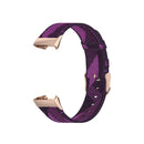 For Fitbit Charge 4 / Charge 3 / Charge 3 SE Stainless Steel Head Grain Nylon Denim Replacement Strap Watchband(Purple Stripe)