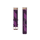 For Fitbit Charge 4 / Charge 3 / Charge 3 SE Stainless Steel Head Grain Nylon Denim Replacement Strap Watchband(Purple Stripe)