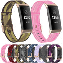 For Fitbit Charge 4 / Charge 3 / Charge 3 SE Stainless Steel Head Grain Nylon Denim Replacement Strap Watchband(Dark Gray)