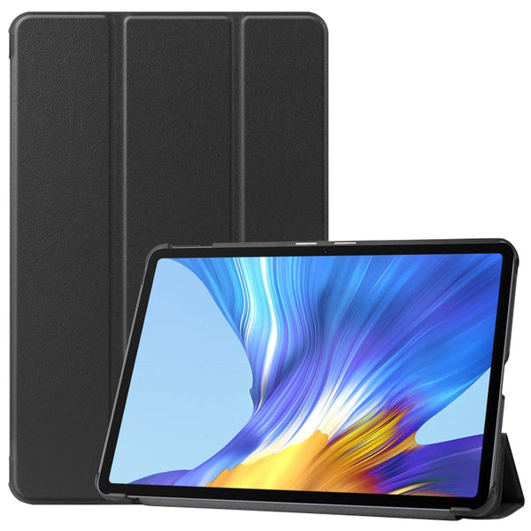 For Huawei MatePad 10.4 Custer Pattern Pure Color Tablet Horizontal Flip Leather Case with Three-folding Holder & Sleep / Wake-up Function(Black)