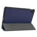 For Huawei MatePad 10.4 Custer Pattern Pure Color Tablet Horizontal Flip Leather Case with Three-folding Holder & Sleep / Wake-up Function(Dark Blue)