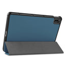 For Huawei MatePad 10.4 Custer Pattern Pure Color Tablet Horizontal Flip Leather Case with Three-folding Holder & Sleep / Wake-up Function(Dark Green)
