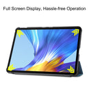 For Huawei MatePad 10.4 Custer Pattern Pure Color Tablet Horizontal Flip Leather Case with Three-folding Holder & Sleep / Wake-up Function(Dark Green)