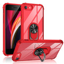 For iPhone SE 2022 / SE 2020 / 8 / 7 / 6 Shockproof Transparent TPU + Acrylic Protective Case with Ring Holder(Red)