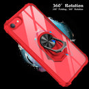 For iPhone SE 2022 / SE 2020 / 8 / 7 / 6 Shockproof Transparent TPU + Acrylic Protective Case with Ring Holder(Red)