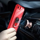 For iPhone SE 2022 / SE 2020 / 8 / 7 / 6 Shockproof Transparent TPU + Acrylic Protective Case with Ring Holder(Red)