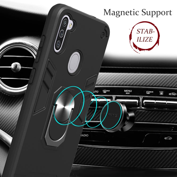 For Samsung Galaxy A11 / M11 2 in 1 Armour Series PC + TPU Protective Case with Ring Holder(Dark Green)