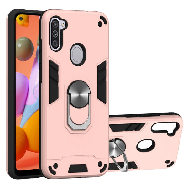 For Samsung Galaxy A11 / M11 2 in 1 Armour Series PC + TPU Protective Case with Ring Holder(Rose Gold)
