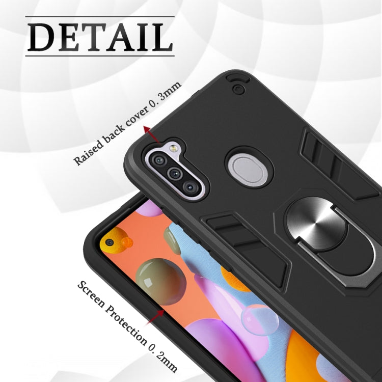 For Samsung Galaxy A11 / M11 2 in 1 Armour Series PC + TPU Protective Case with Ring Holder(Rose Gold)