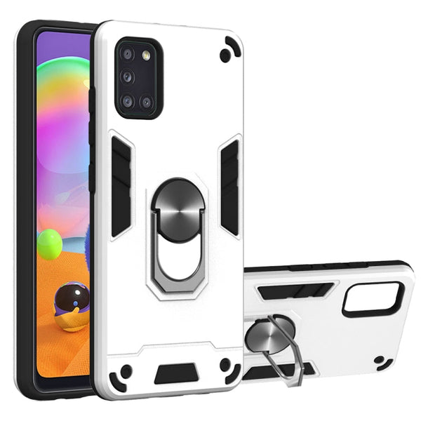 For Samsung Galaxy A31 2 in 1 Armour Series PC + TPU Protective Case with Ring Holder(Silver)