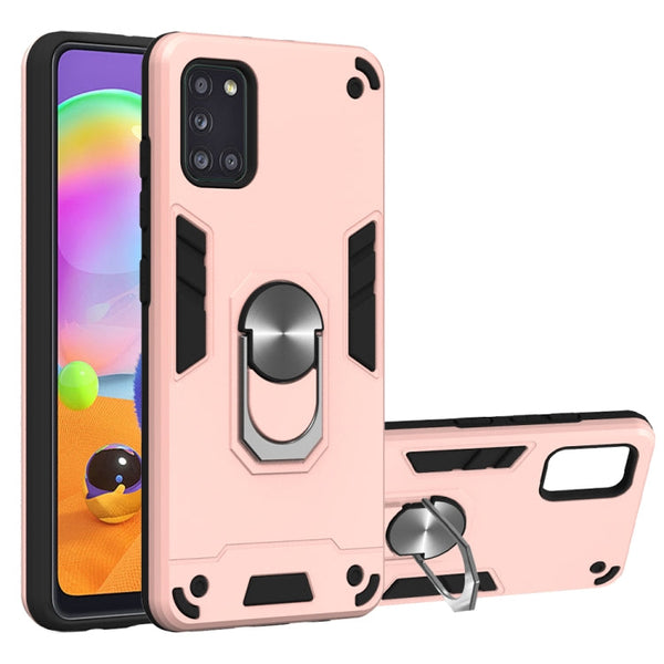 For Samsung Galaxy A31 2 in 1 Armour Series PC + TPU Protective Case with Ring Holder(Rose Gold)