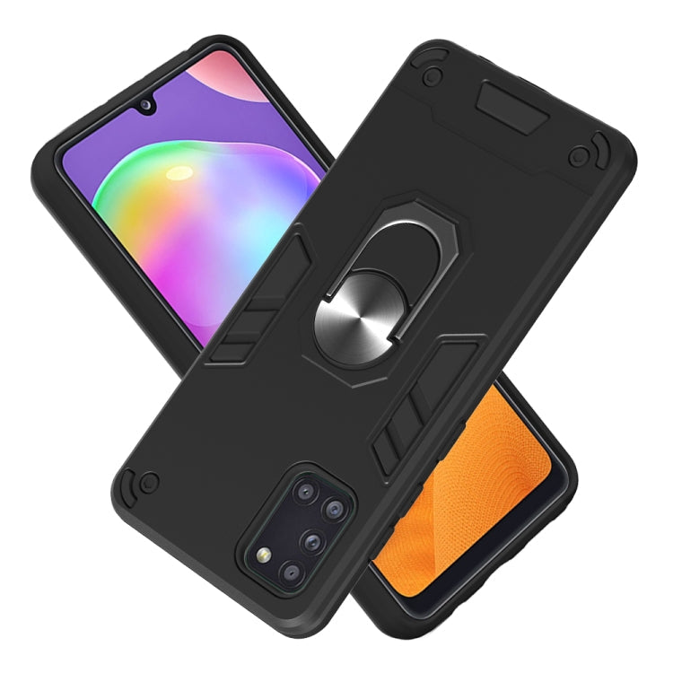 For Samsung Galaxy A31 2 in 1 Armour Series PC + TPU Protective Case with Ring Holder(Black)
