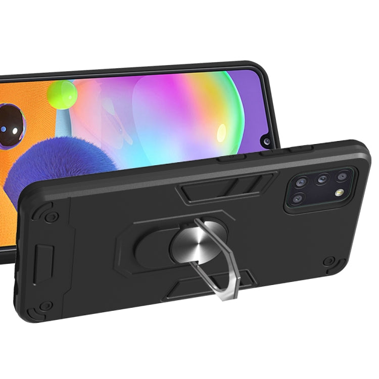 For Samsung Galaxy A31 2 in 1 Armour Series PC + TPU Protective Case with Ring Holder(Black)